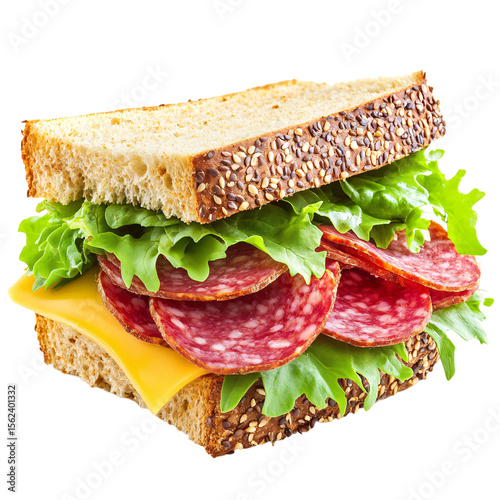 Ham and cheese sandwich isolated on transparent background