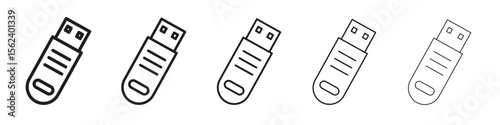 Pendrive icon isolated silhouette on white background. Vector illustration.