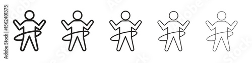 People Hula hop icon isolated silhouette on white background. Vector illustration.