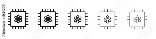 Quantum computing icon isolated silhouette on white background. Vector illustration.