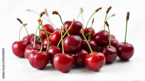 Wallpaper Mural A group of fresh red ripe cherries is isolated on a white background. The image is suitable for food, nutrition, and healthy eating concepts. Torontodigital.ca