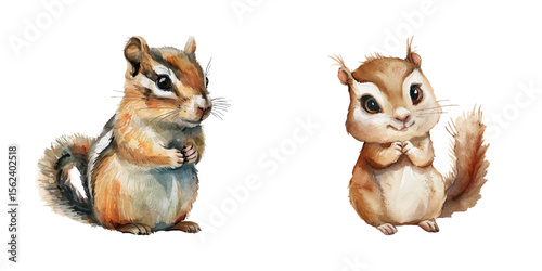 chipmunk watercolor vector illustration