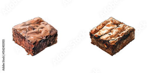 chocolate brownie watercolor vector illustration