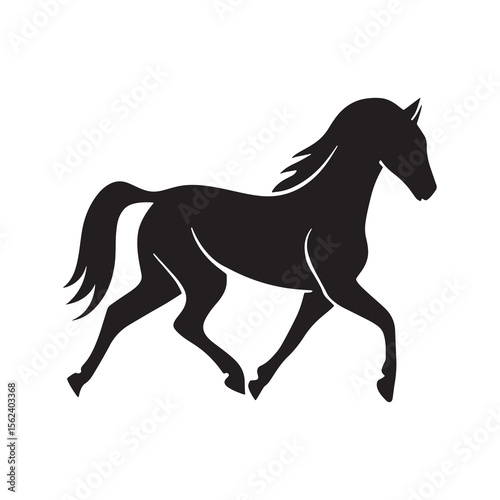 Running Horse Silhouette Black Vector Illustration
