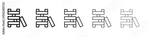 Wooden block icon isolated silhouette on white background. Vector illustration.