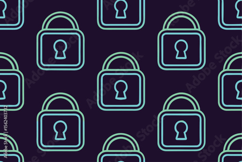 Futuristic Biometric Data Security Seamless Pattern of Padlocks
