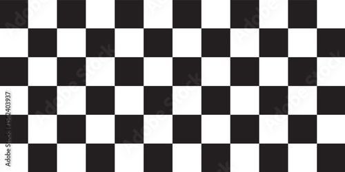 Black and white chess pattern. Checkerboard seamless vector illustration. Abstract checkered checkerboard for game. Grid geometric square shape. Race flag.