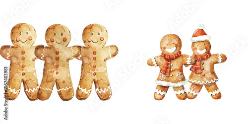 christmas gingerbread watercolor vector illustration