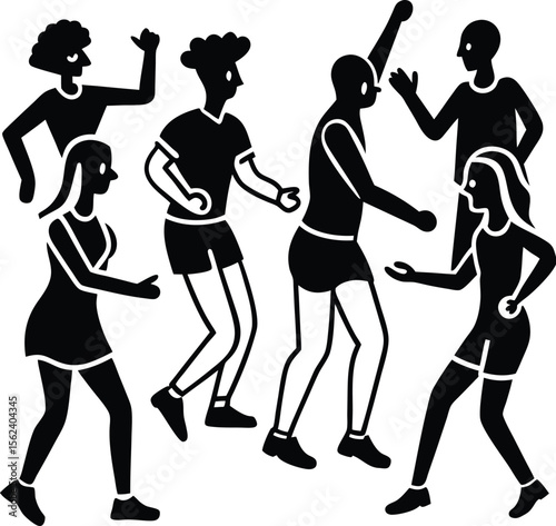 Man and woman silhouettes vector illustration of people dancing and fitness activities