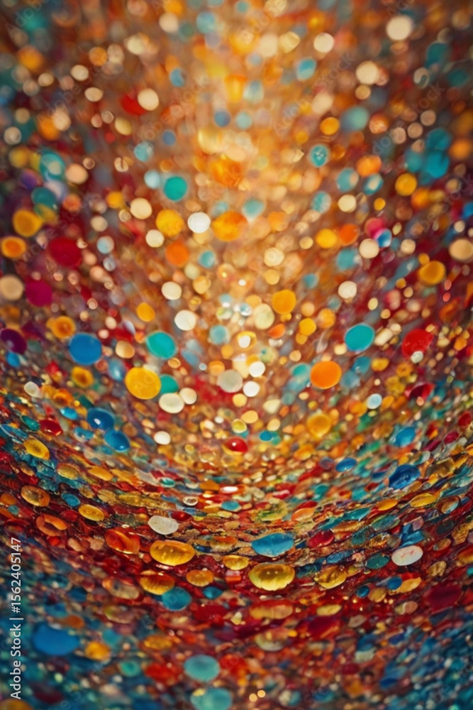 Obraz premium Colorful abstract bubbles with festive bokeh lights