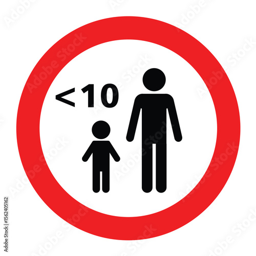 Children under 10 must be accompanied by an adult sign. Adult supervision required for children under 10 sign in white and red colors combination
