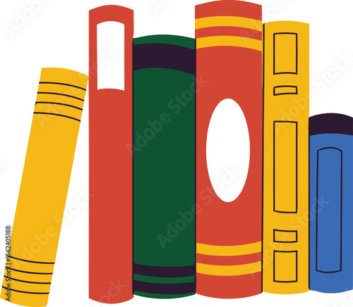 Colorful standing books illustration for literary passion