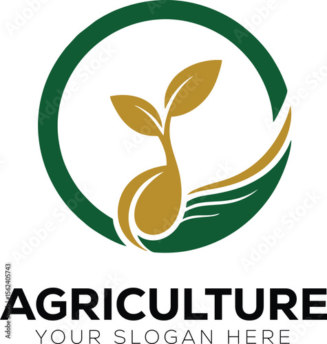 Agriculture Logo with Seedling and Leaves