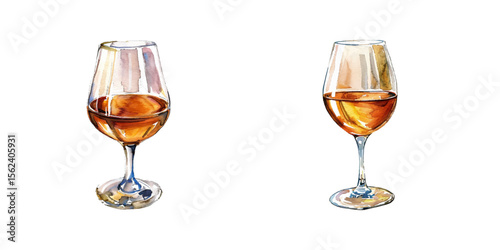 cognac watercolor vector illustration
