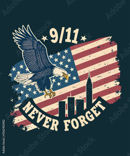 Never Forget 9/11 Vintage T-shirt Design