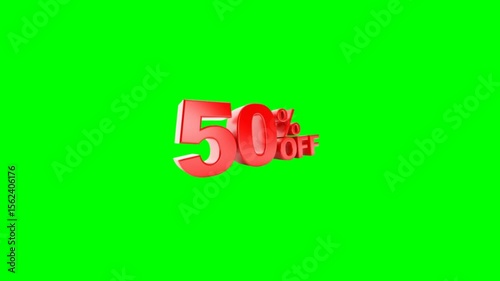 50% OFF Sale Animation | Green Screen | Seamless Loop | Discount Promo Overlay
