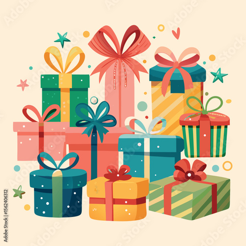 Watercolor Gift Box Set – Hand-Painted Presents for Christmas, Birthday, and New Year – Festive Holiday Clipart for Cards, Invitations, Wrapping, and Decorative Design