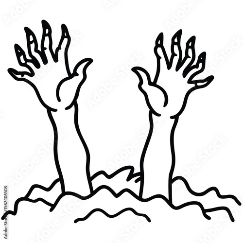 zombie hands rising from nthe ground.eps