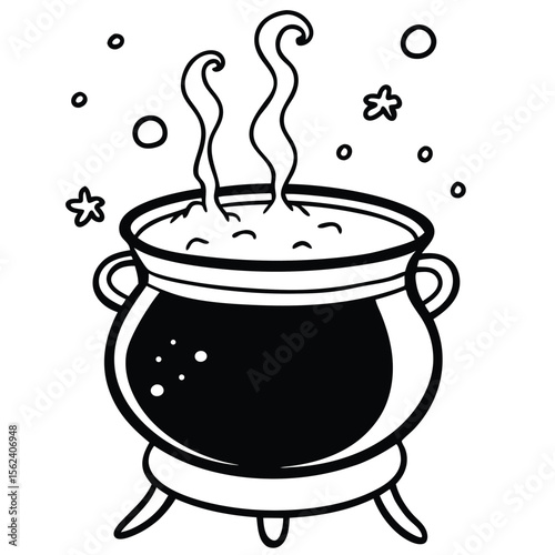 witch cauldron boiling magic potion.eps