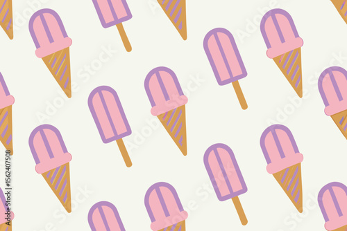 Abstract Popsicle and Ice Cream Cone Pattern A Summery Design