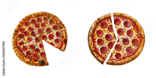 pizza with peperoni watercolor vector illustration