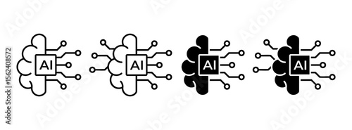 AI chip icon. Artificial intelligence processor symbol