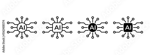 AI chip icon. Artificial intelligence processor symbol