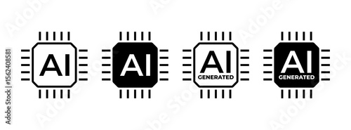 AI chip icon. Artificial intelligence processor symbol