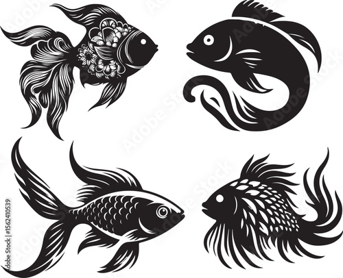 Artistic fish silhouette illustration for aquatic themes