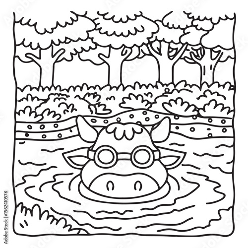 Cozy Cow Moments – Cute and Easy Coloring Page for Adults and Teens | Farm Animal Line Art for Relaxation, cow coloring page, cute, farm animal, easy, adult coloring, line art | Print
