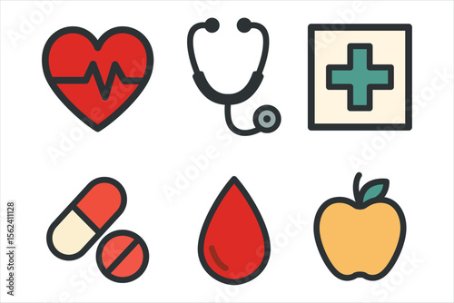 Medical icons for health and wellness