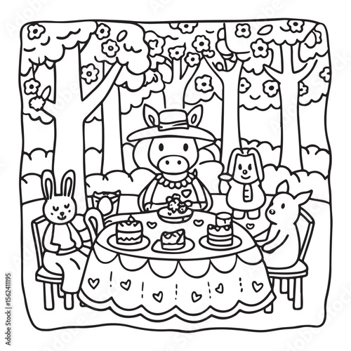 Cozy Cow Moments – Cute and Easy Coloring Page for Adults and Teens | Farm Animal Line Art for Relaxation, cow coloring page, cute, farm animal, easy, adult coloring, line art | Print