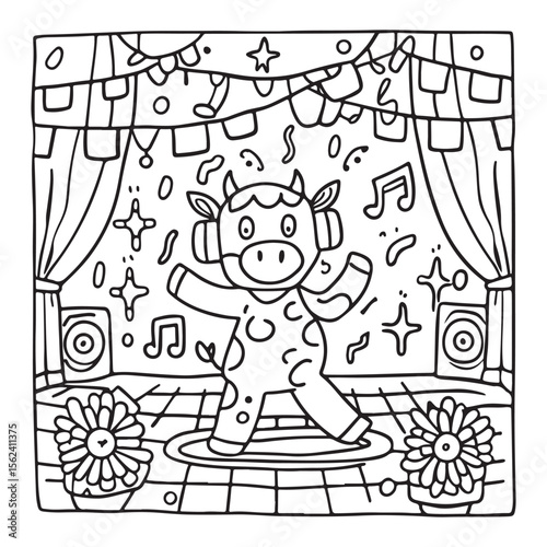 Cozy Cow Moments – Cute and Easy Coloring Page for Adults and Teens | Farm Animal Line Art for Relaxation, cow coloring page, cute, farm animal, easy, adult coloring, line art | Print