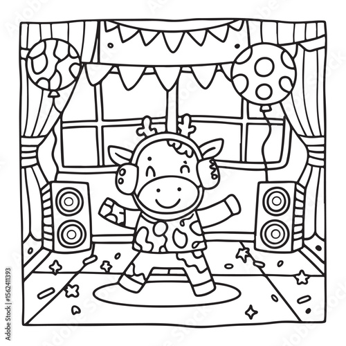 Cozy Cow Moments – Cute and Easy Coloring Page for Adults and Teens | Farm Animal Line Art for Relaxation, cow coloring page, cute, farm animal, easy, adult coloring, line art | Print