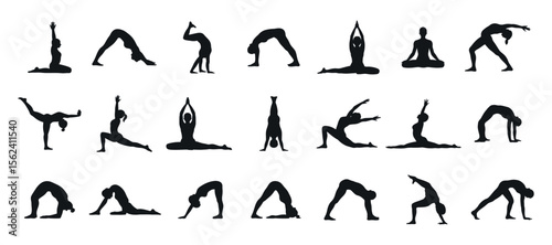 Collection of Yoga Poses Silhouettes
