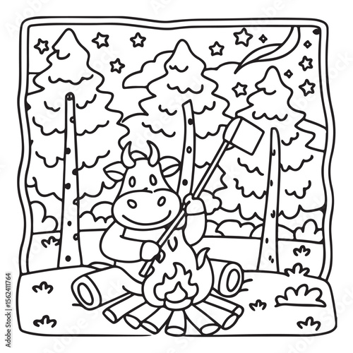 Cozy Cow Moments – Cute and Easy Coloring Page for Adults and Teens | Farm Animal Line Art for Relaxation, cow coloring page, cute, farm animal, easy, adult coloring, line art | Print