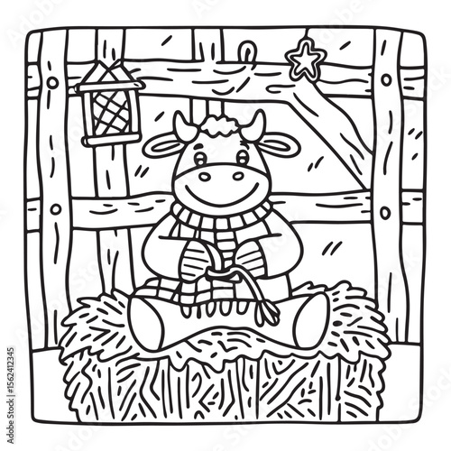 Cozy Cow Moments – Cute and Easy Coloring Page for Adults and Teens | Farm Animal Line Art for Relaxation, cow coloring page, cute, farm animal, easy, adult coloring, line art | Print
