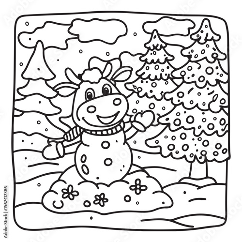 Cozy Cow Moments – Cute and Easy Coloring Page for Adults and Teens | Farm Animal Line Art for Relaxation, cow coloring page, cute, farm animal, easy, adult coloring, line art | Print