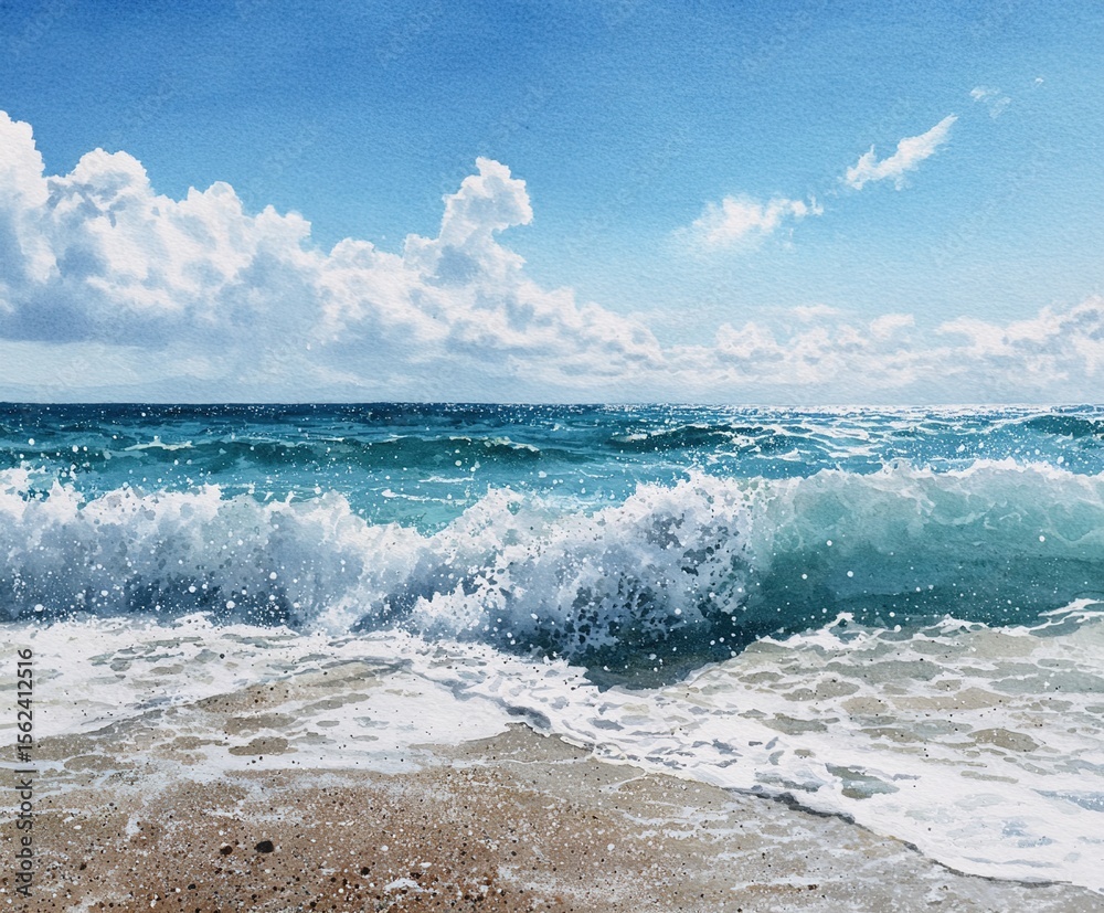 Fototapeta premium Sea. Watercolor painting. High quality