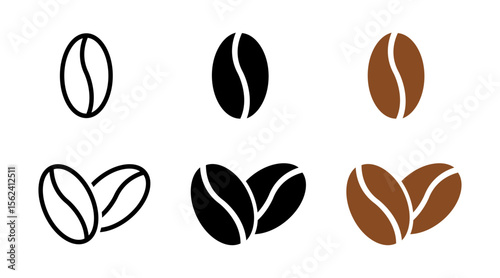 Coffee beans in black and brown color variations representing aromatic roasted seeds for beverage drink energy morning breakfast caffeine enjoyment