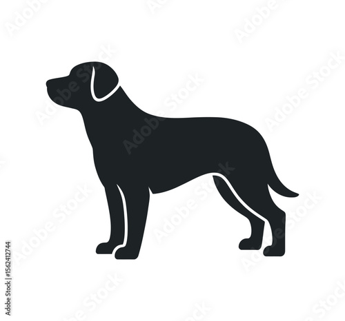 Solid Black Silhouette of a Standing Labrador Retriever