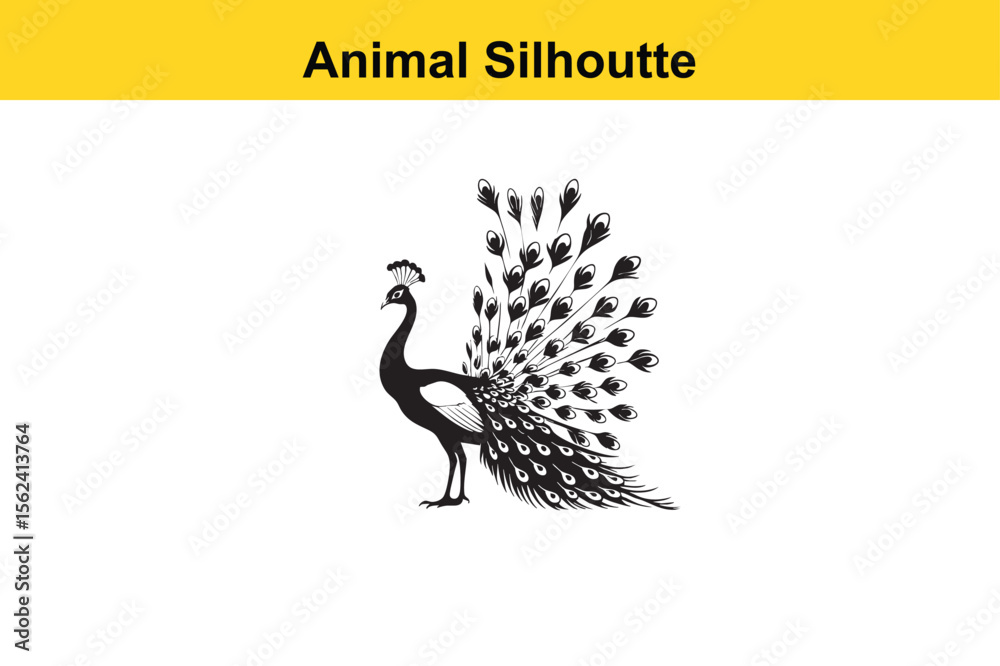 Fototapeta premium Peacock Silhoutte vector editable changeable