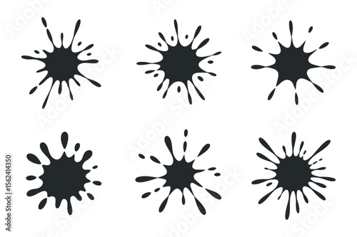 Six Different Ink Blot Designs on White Background