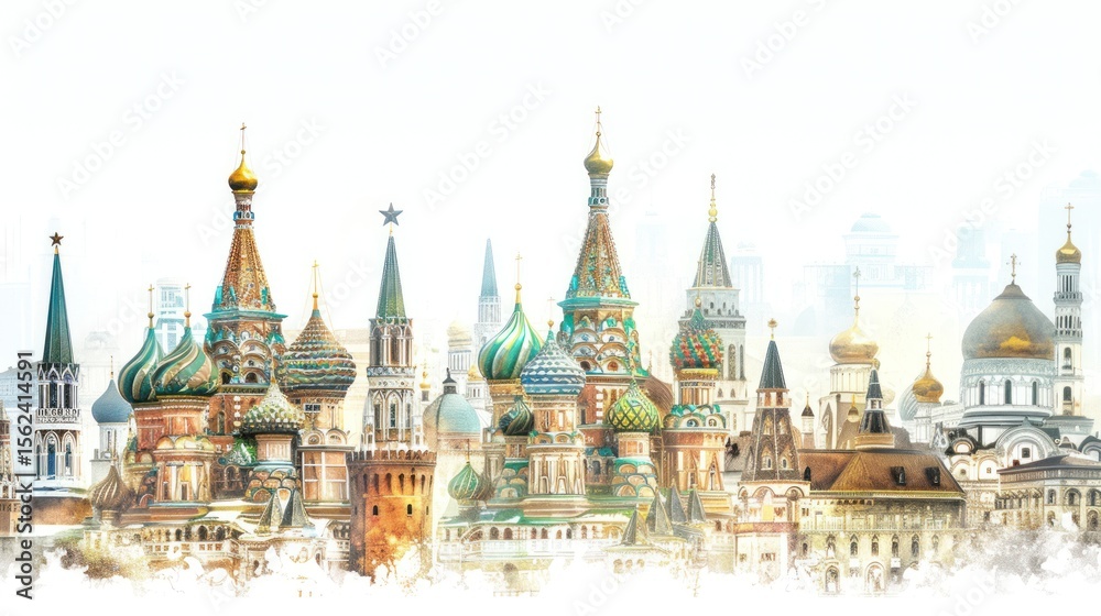 Fototapeta premium Colorful illustration of european city architecture