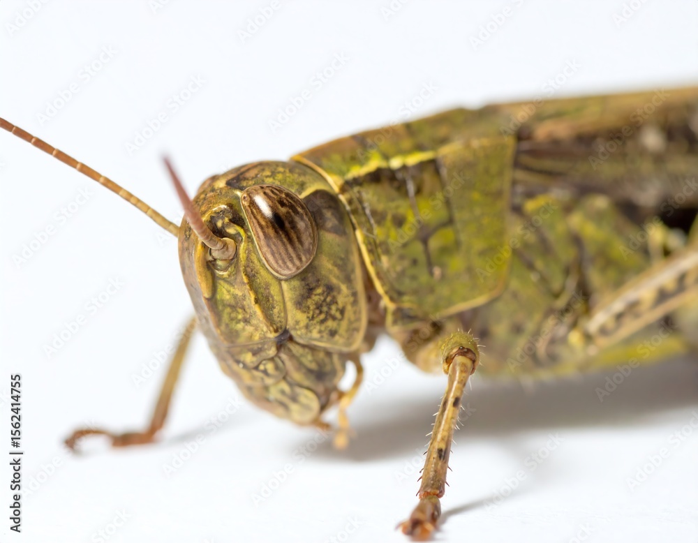 Fototapeta premium Close-up of a Grasshopper on White