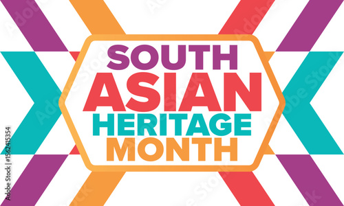 South Asian Heritage Month. Celebrate the diverse cultures and histories of South Asia. Traditional pattern. Creative art poster. Vector illustration