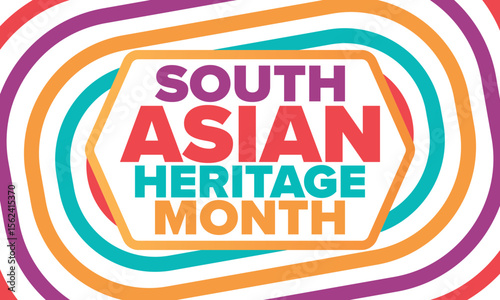 South Asian Heritage Month. Celebrate the diverse cultures and histories of South Asia. Traditional pattern. Creative art poster. Vector illustration