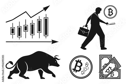 Bitcoin trading and investment concept isolated on white background