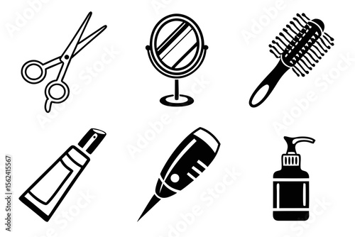 A set of hairdressing tools isolated on white background
