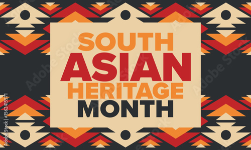 South Asian Heritage Month. Celebrate the diverse cultures and histories of South Asia. Traditional pattern. Creative art poster. Vector illustration